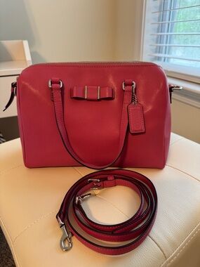 Coach Pink Bow-Detail Satchel Crossbody Bag